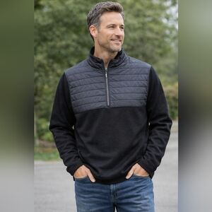 Johnston & Murphy XC4 Pullover Mens XL Black Quilted Quarter Zip Golf Sweater
